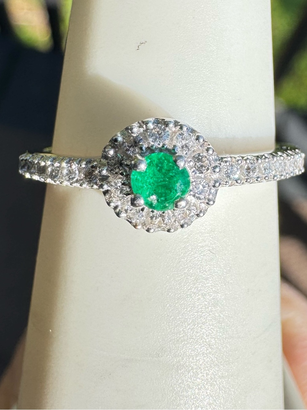 925 Emerald Halo Ring
